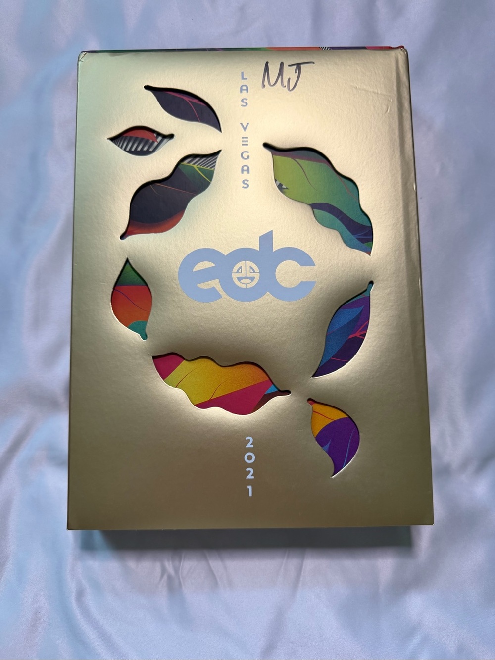 EDC Las Vegas 2021 Collector Box - Gold with Rainbow Leaf Cutouts